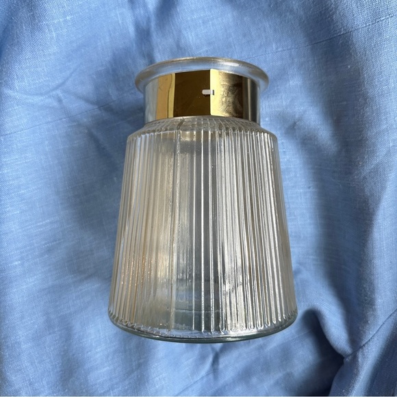 Ribbed Glass Vase with Reflective Gold Wrap Trim - Picture 8 of 11